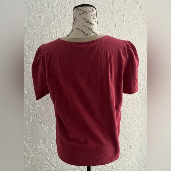 Boden Red and Metallic Gold V-Neck Short Sleeve Tee - Picture 10 of 10